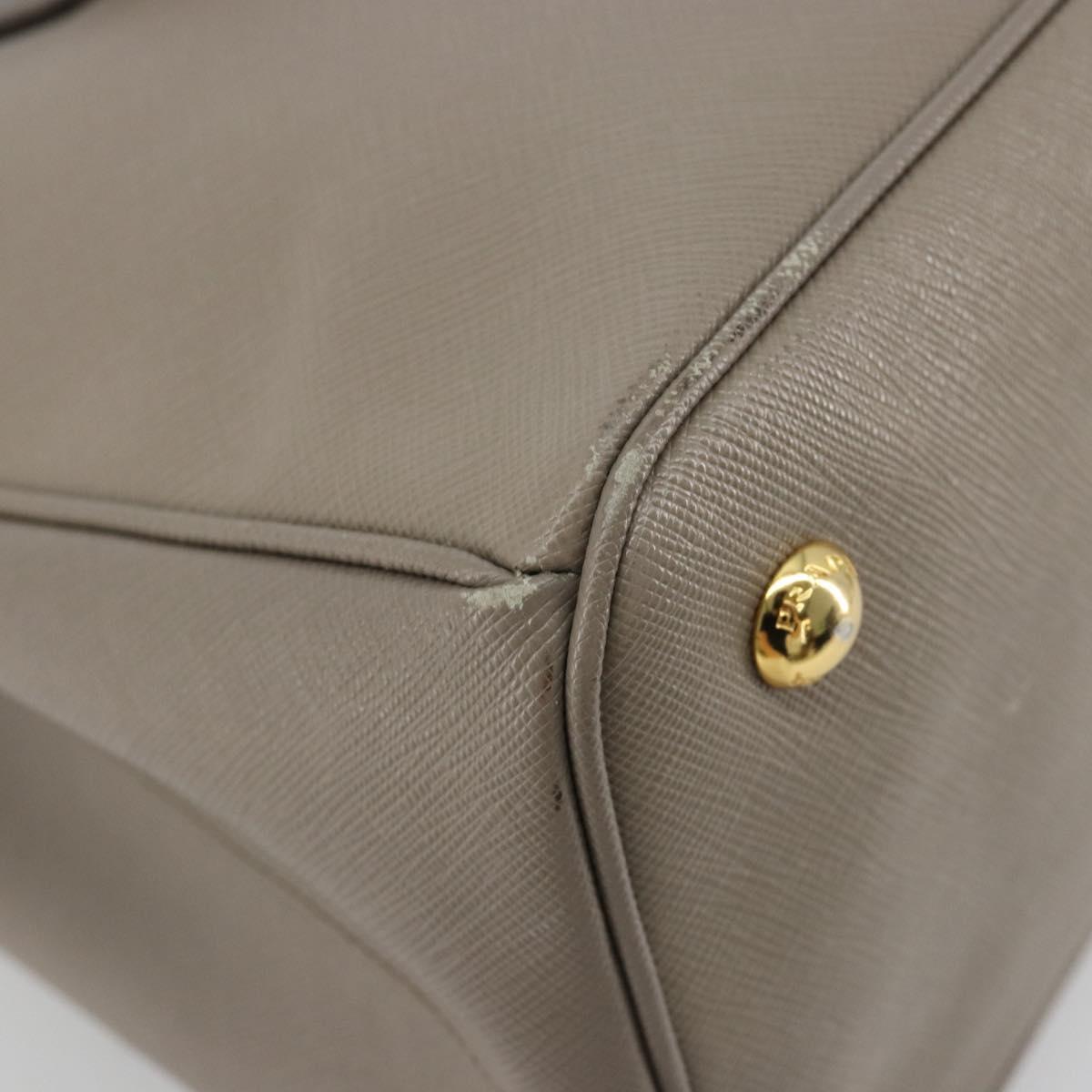 PRADA Galleria Hand Bag Safiano leather Gray Gold Auth yk20395A