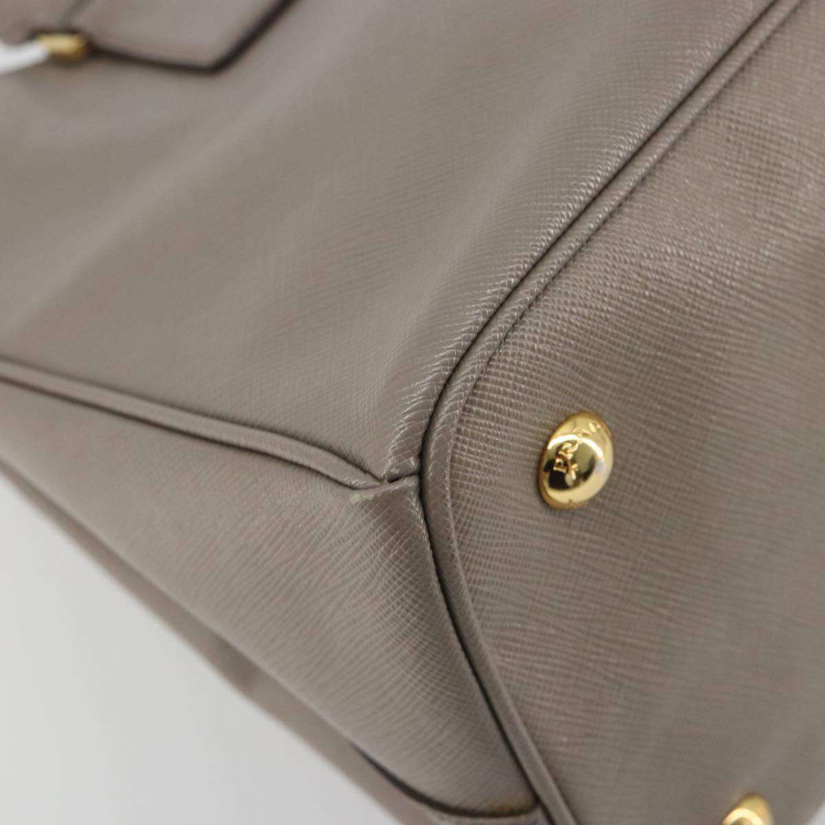 PRADA Galleria Hand Bag Safiano leather Gray Gold Auth yk20395A
