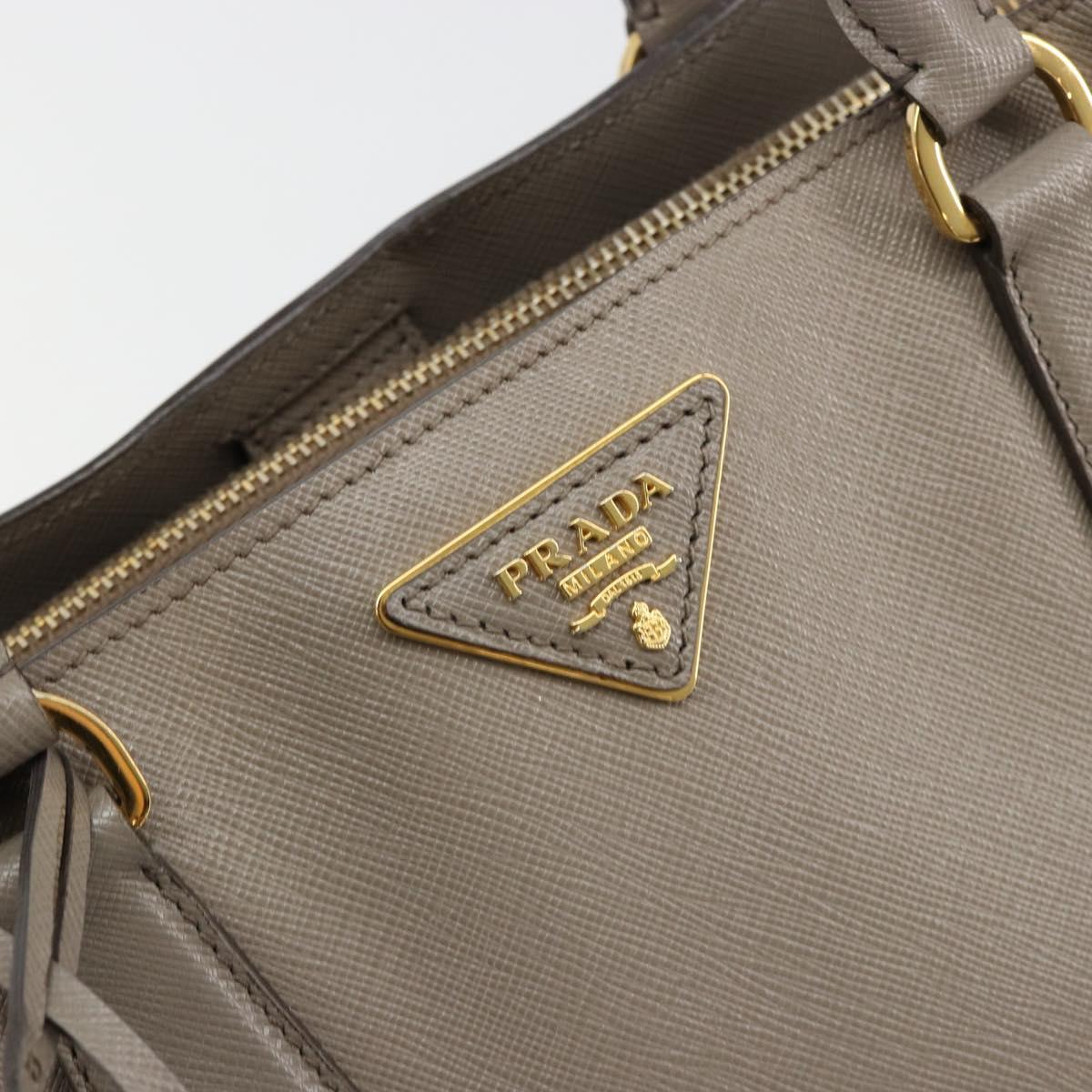 PRADA Galleria Hand Bag Safiano leather Gray Gold Auth yk20395A