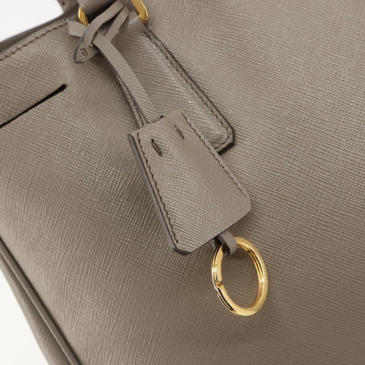 PRADA Galleria Hand Bag Safiano leather Gray Gold Auth yk20395A