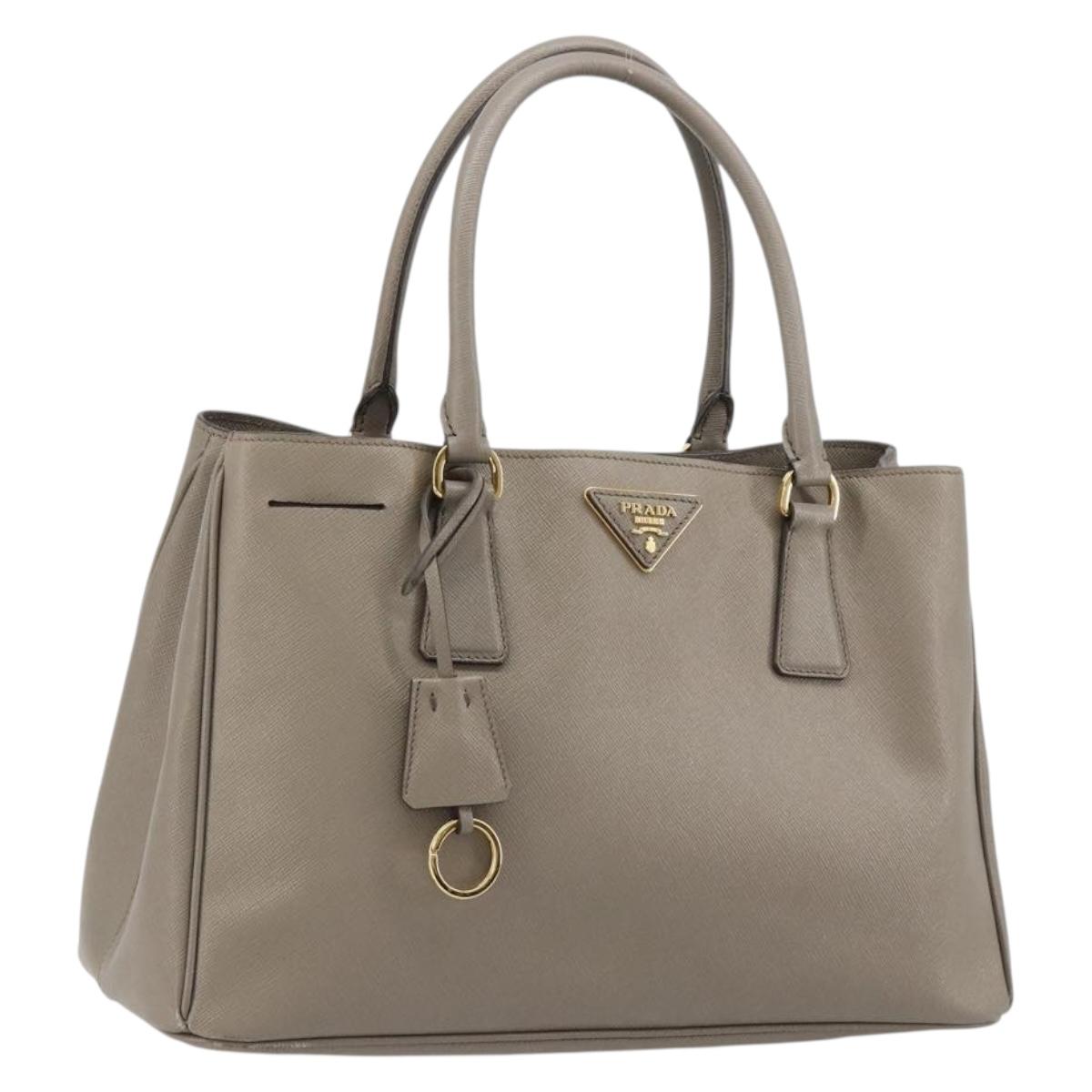 PRADA Galleria Hand Bag Safiano leather Gray Gold Auth yk20395A