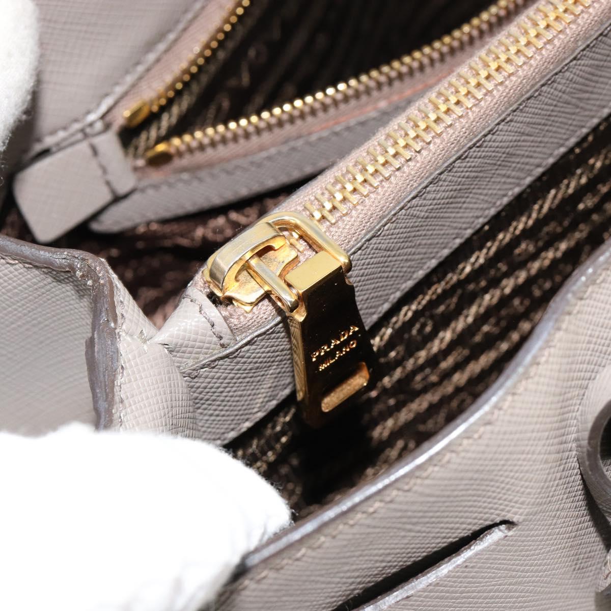 PRADA Galleria Hand Bag Safiano leather Gray Gold Auth yk20395A