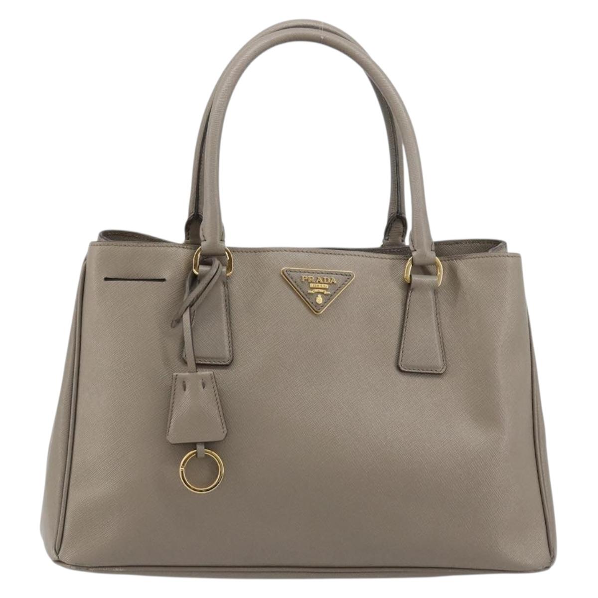 PRADA Galleria Hand Bag Safiano leather Gray Gold Auth yk20395A