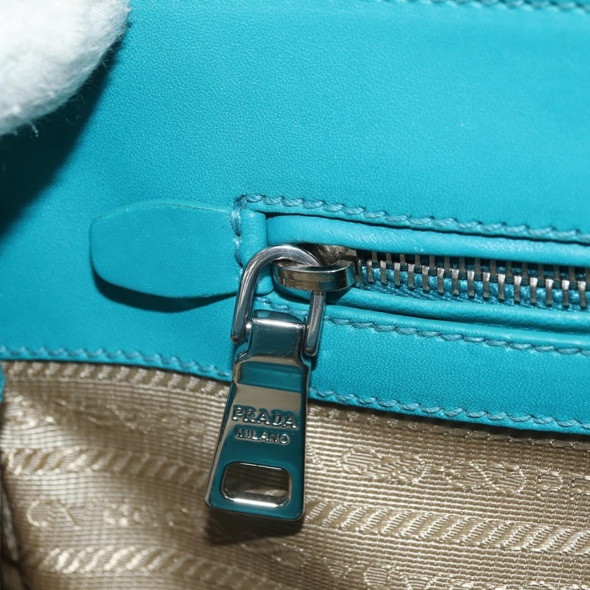 PRADA Galleria Hand Bag Leather 2way Blue Silver Auth yk20397SAM