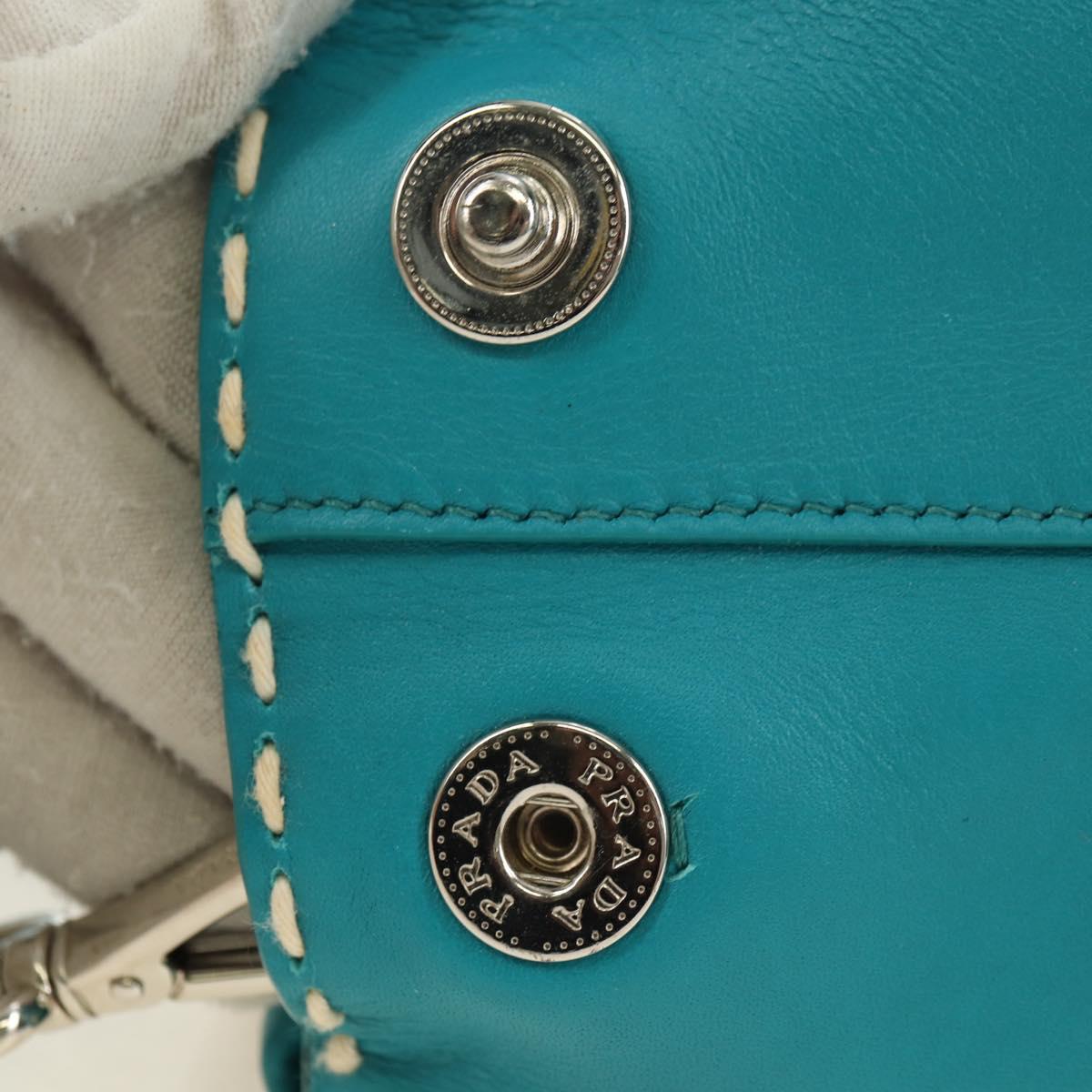 PRADA Galleria Hand Bag Leather 2way Blue Silver Auth yk20397SAM