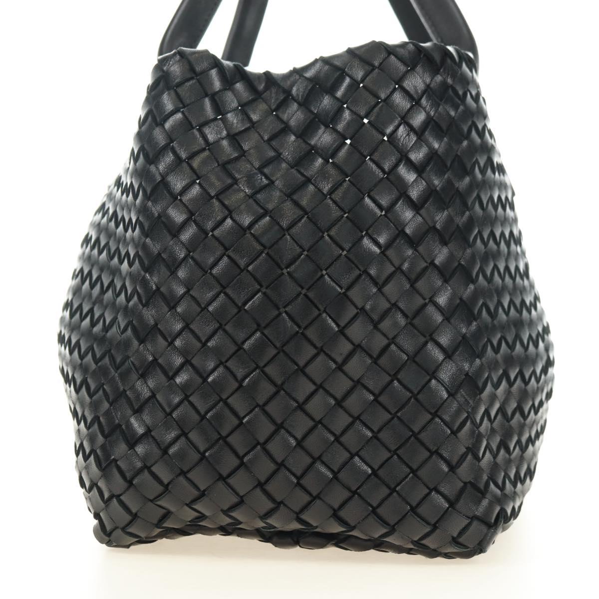 BOTTEGA VENETA INTRECCIATO Cabas MM Tote Bag Leather Black Auth yk20398SAV