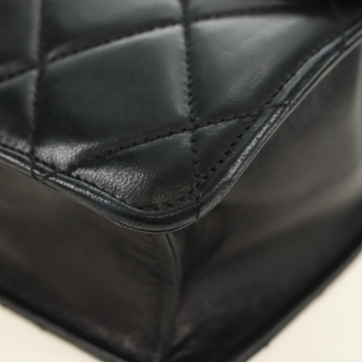 CHANEL Matelasse Chain Shoulder Bag Lamb Skin Black Gold CC Auth yk20399SAV