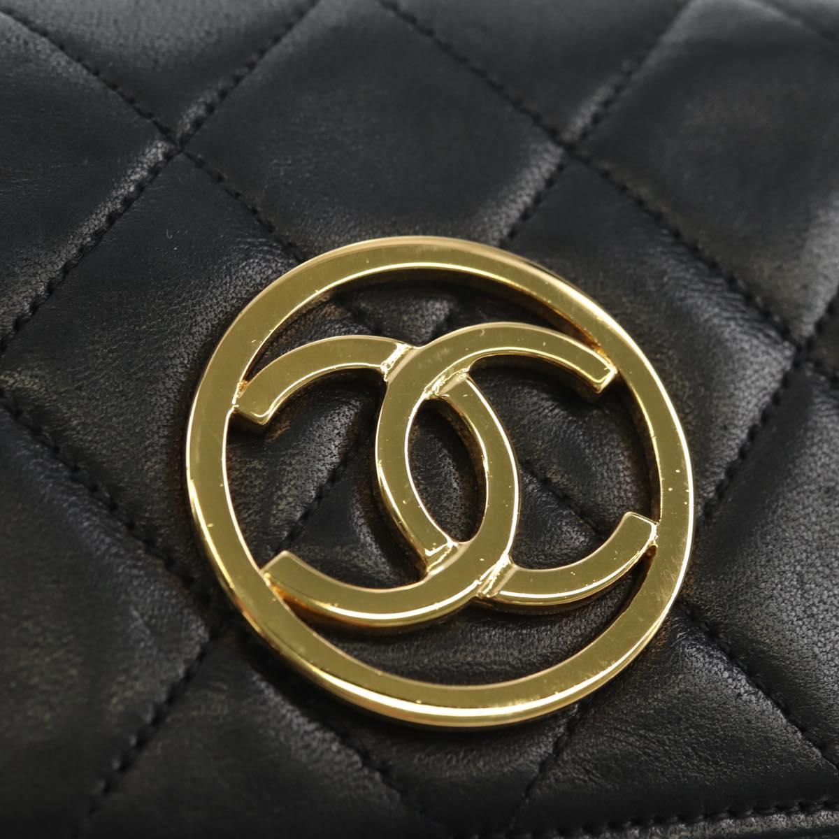 CHANEL Matelasse Chain Shoulder Bag Lamb Skin Black Gold CC Auth yk20399SAV