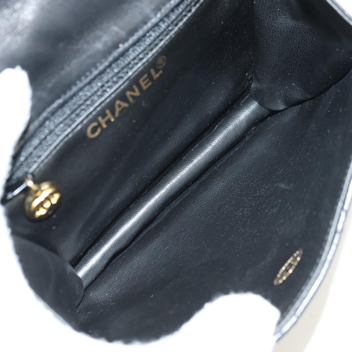 CHANEL Matelasse Chain Shoulder Bag Lamb Skin Black Gold CC Auth yk20399SAV