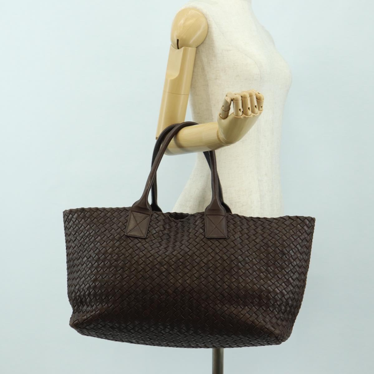 BOTTEGA VENETA INTRECCIATO Cabas MM Bag Leather Brown 115664 Auth yk20402SAV