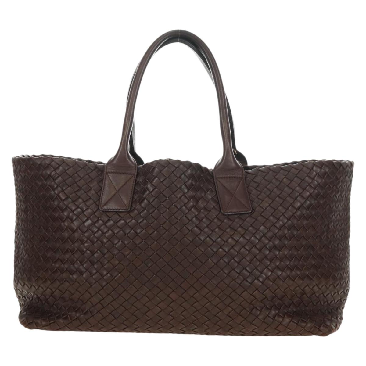 BOTTEGA VENETA INTRECCIATO Cabas MM Bag Leather Brown 115664 Auth yk20402SAV
