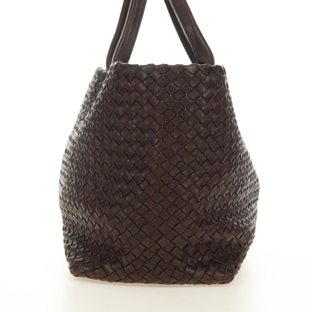 BOTTEGA VENETA INTRECCIATO Cabas MM Bag Leather Brown 115664 Auth yk20402SAV