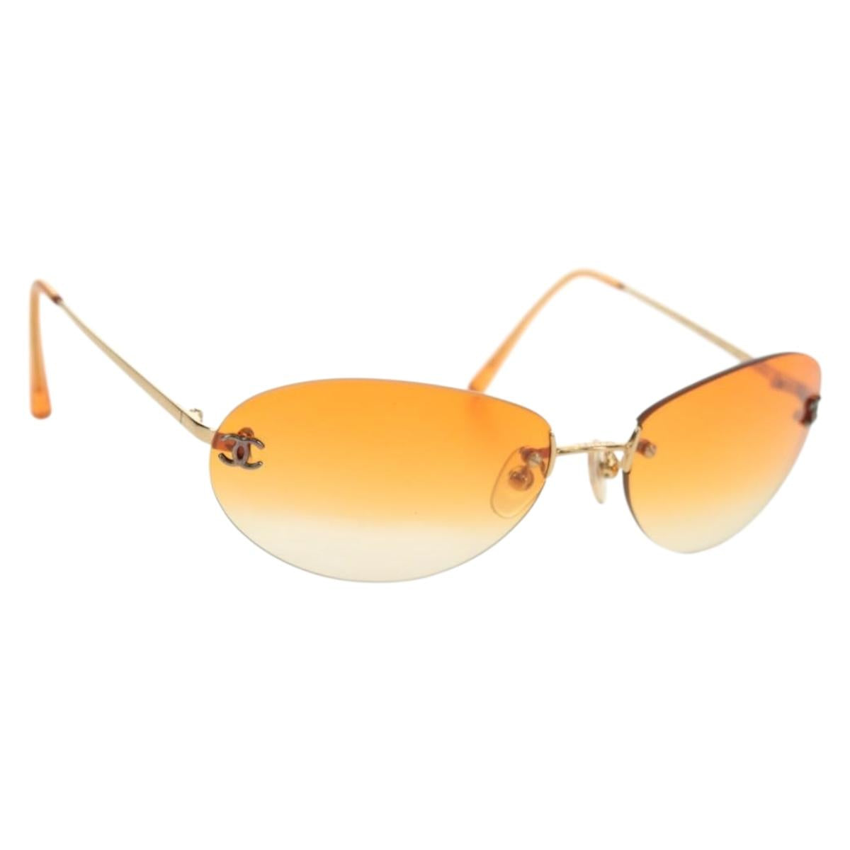 CHANEL Sunglasses metal Orange CC Auth yk20403SAM