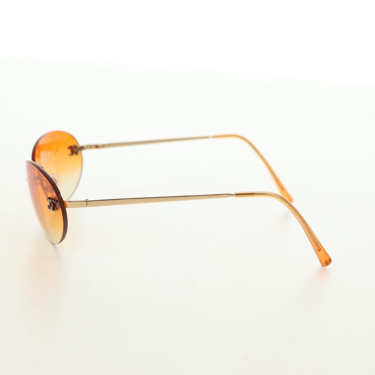 CHANEL Sunglasses metal Orange CC Auth yk20403SAM