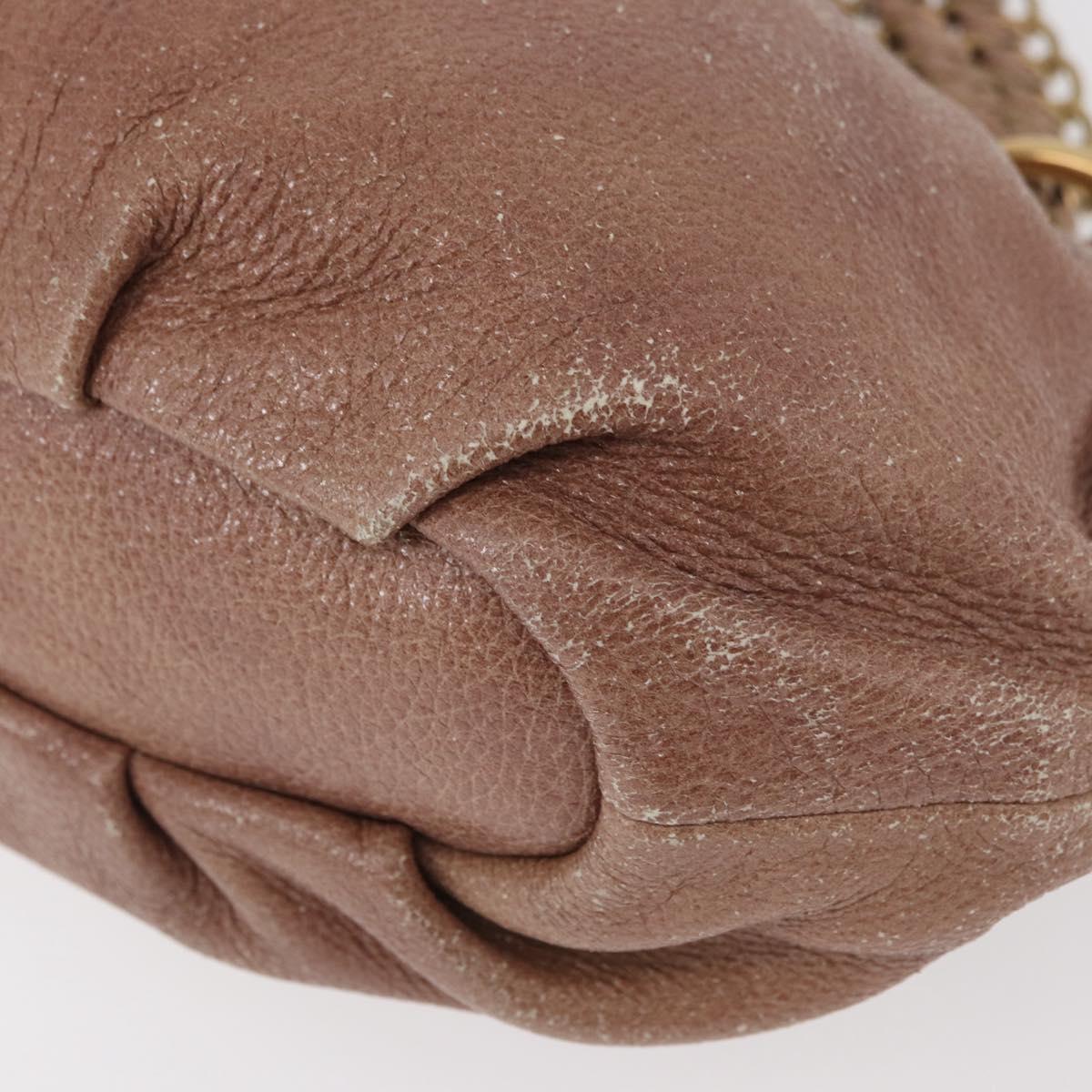 PRADA Chain Shoulder Bag Leather Pink Gold Auth yk20410A