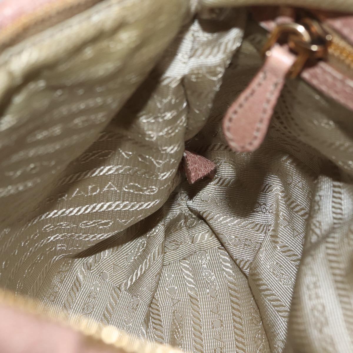 PRADA Chain Shoulder Bag Leather Pink Gold Auth yk20410A