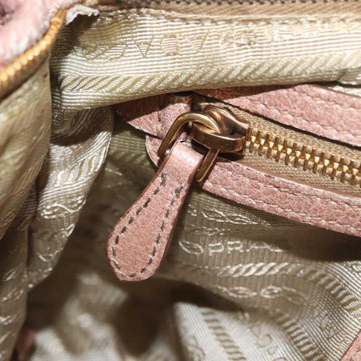 PRADA Chain Shoulder Bag Leather Pink Gold Auth yk20410A