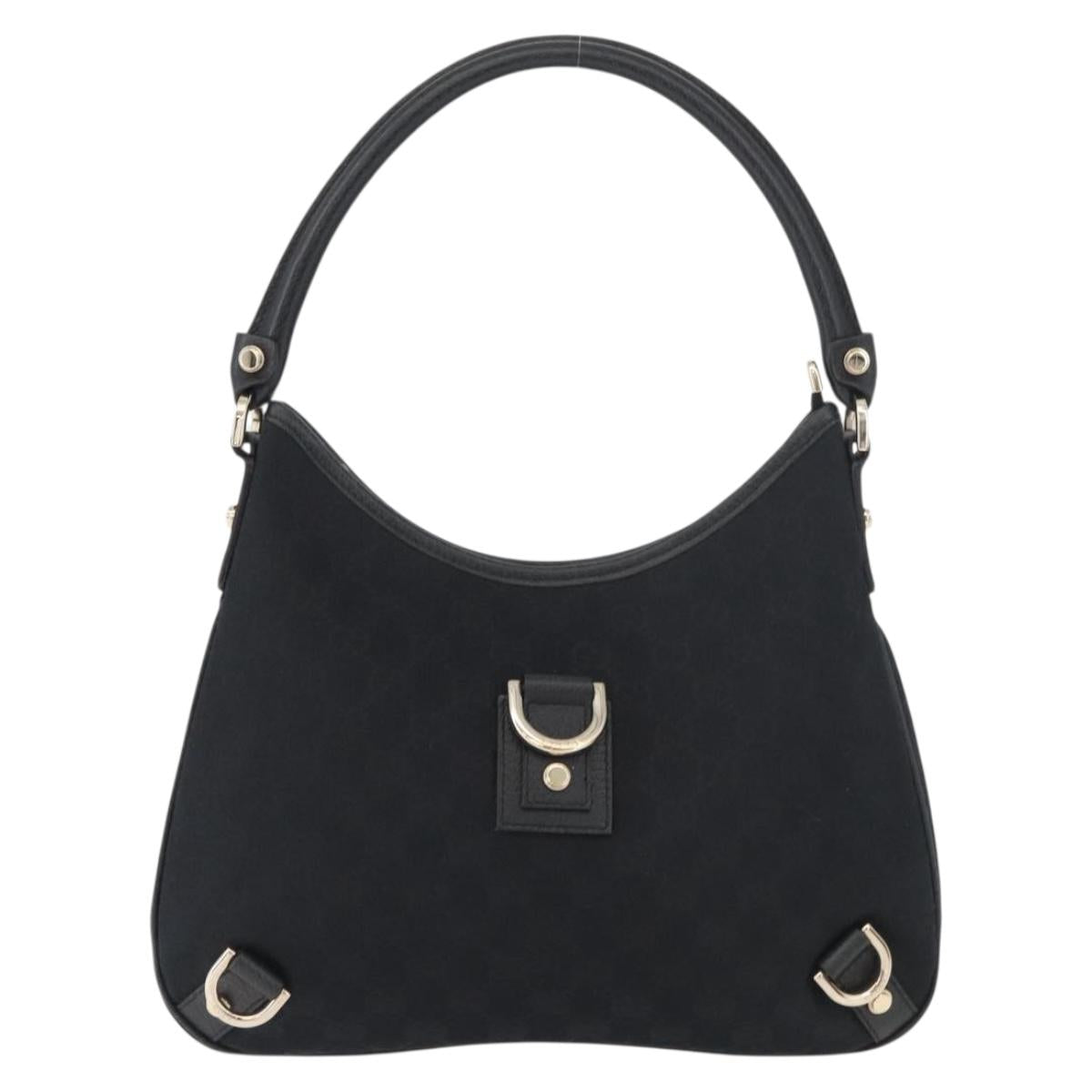 GUCCI Abbey GG Canvas Shoulder Bag Black Gold 130738 Auth yk20411SAV