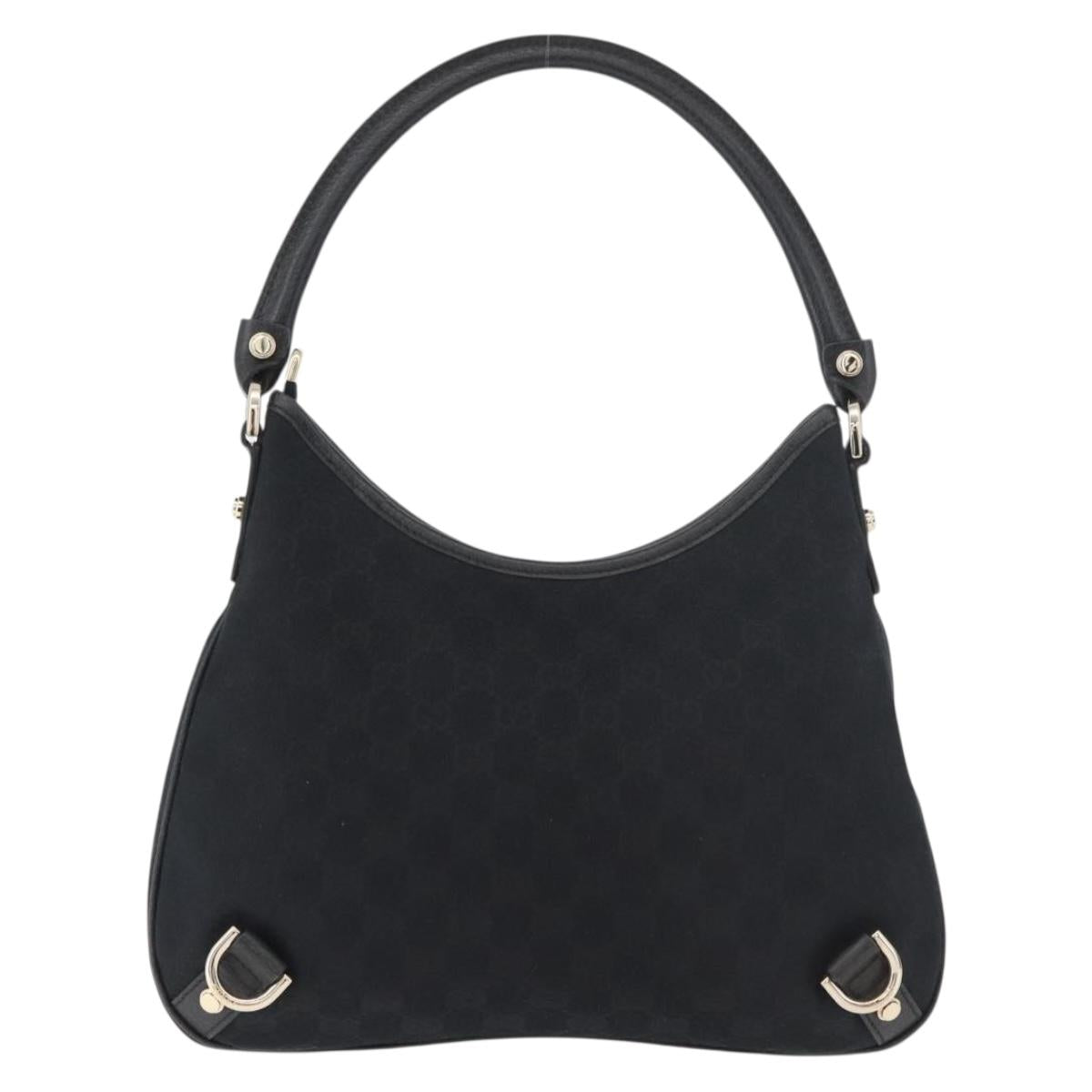 GUCCI Abbey GG Canvas Shoulder Bag Black Gold 130738 Auth yk20411SAV