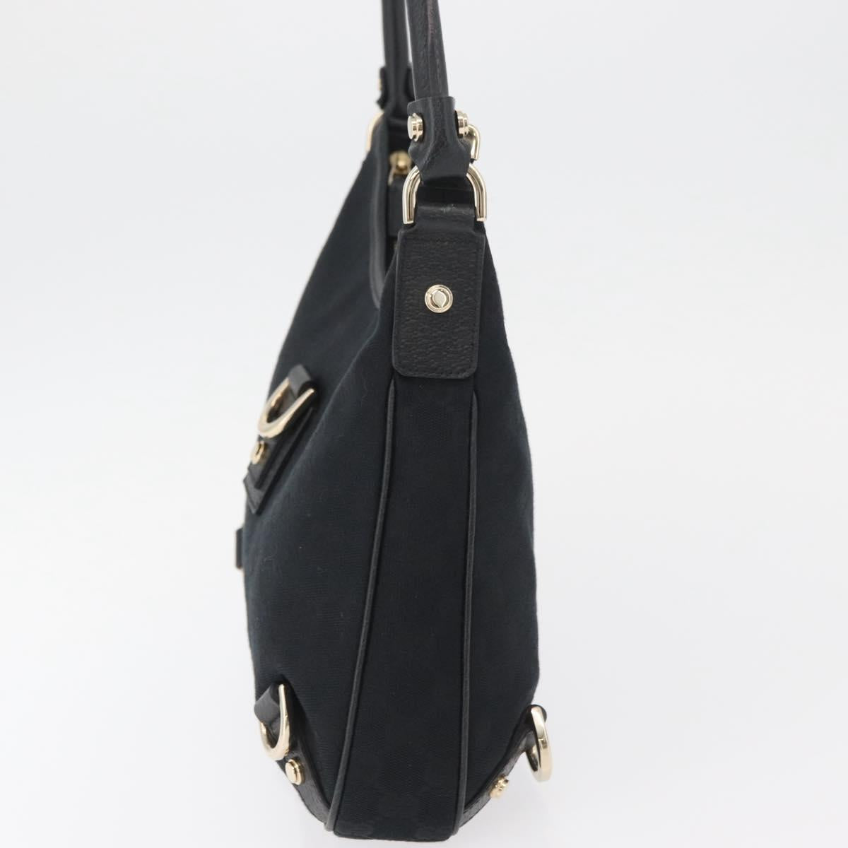 GUCCI Abbey GG Canvas Shoulder Bag Black Gold 130738 Auth yk20411SAV