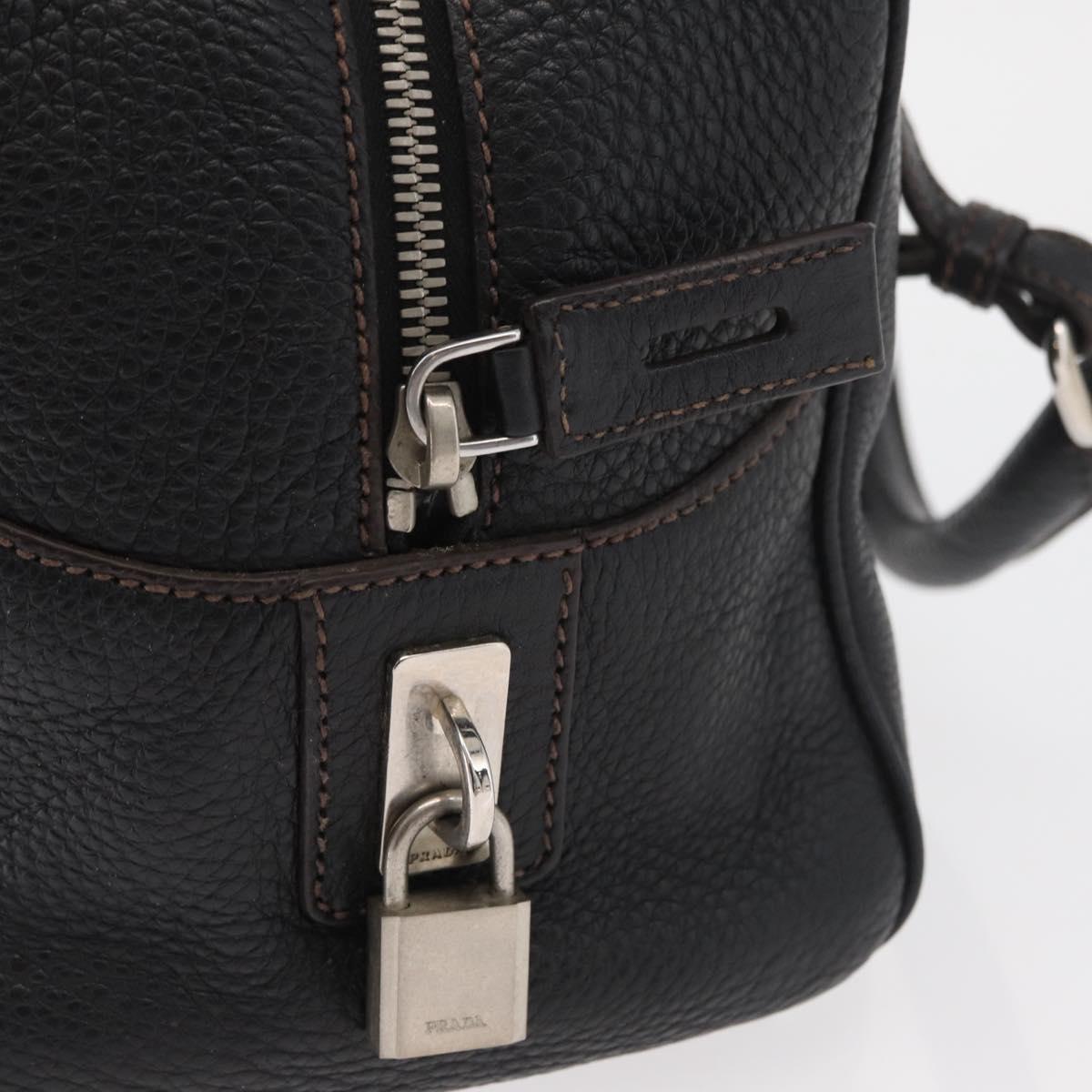 PRADA Hand Bag Leather Black Silver Auth yk20414SAM