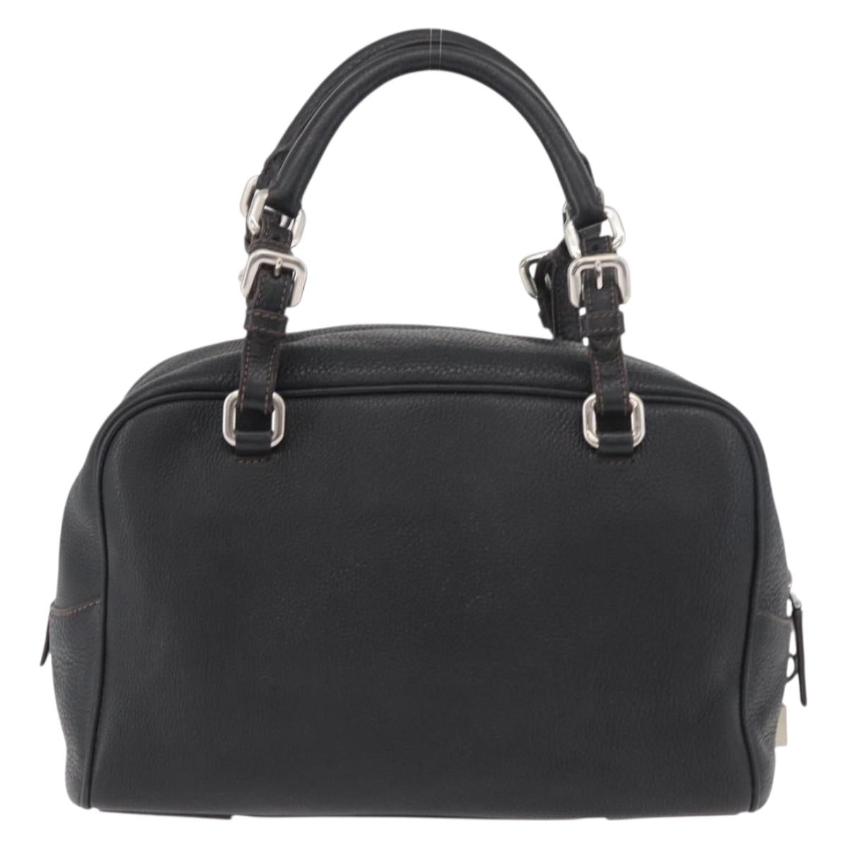 PRADA Hand Bag Leather Black Silver Auth yk20414SAM