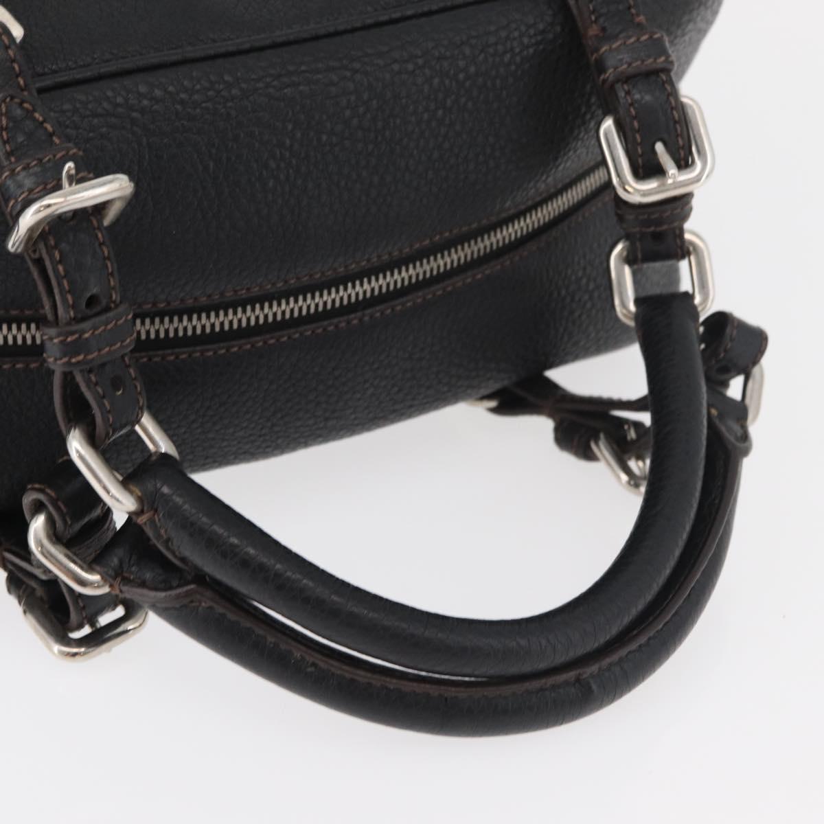 PRADA Hand Bag Leather Black Silver Auth yk20414SAM