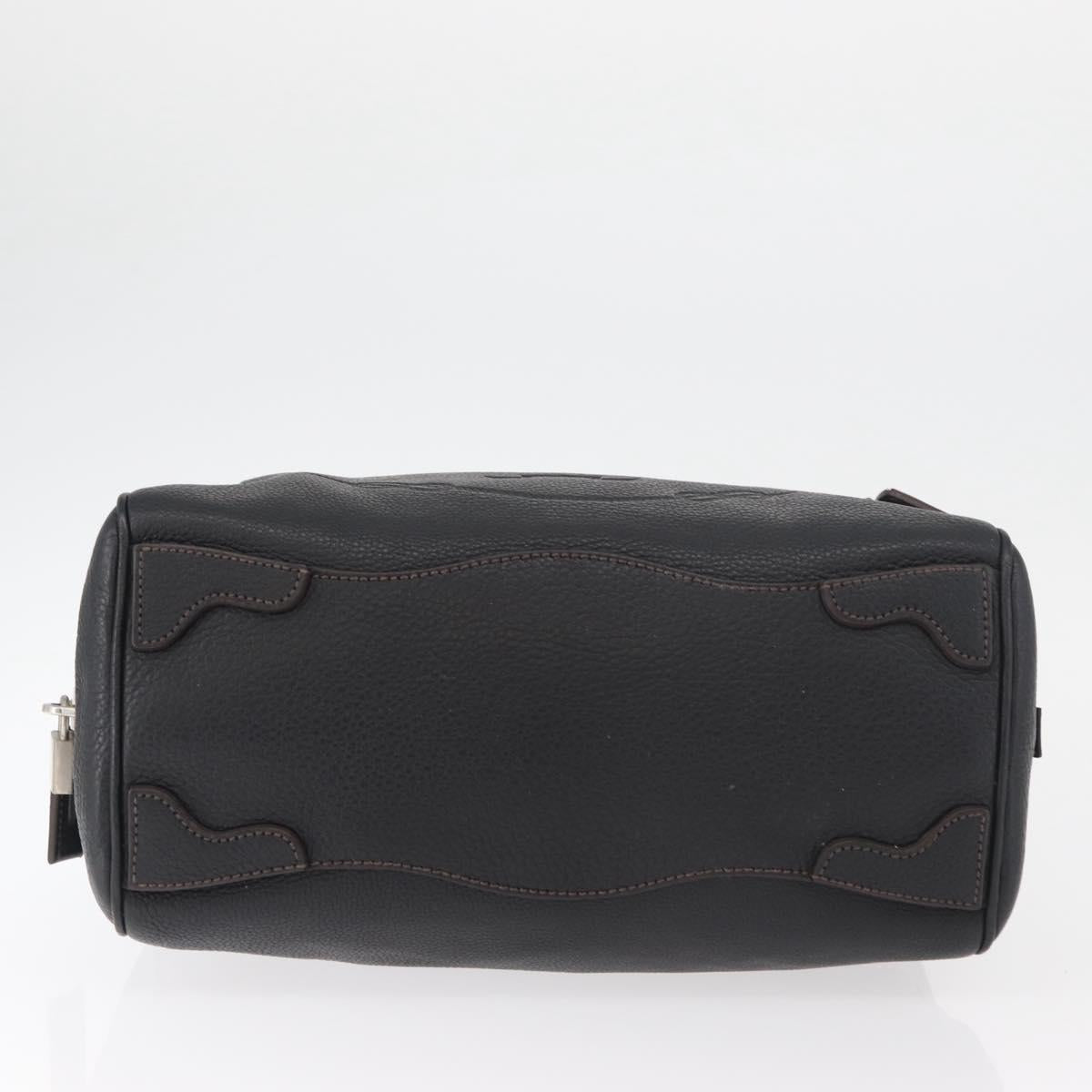 PRADA Hand Bag Leather Black Silver Auth yk20414SAM