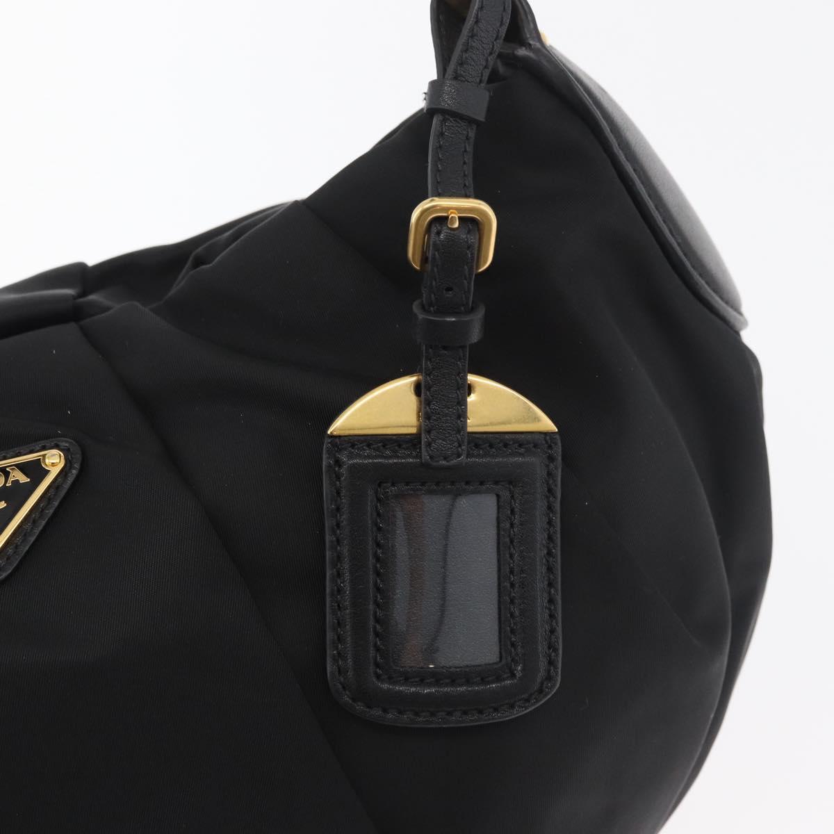 PRADA Shoulder Bag Nylon Black Gold Auth yk20420SAM