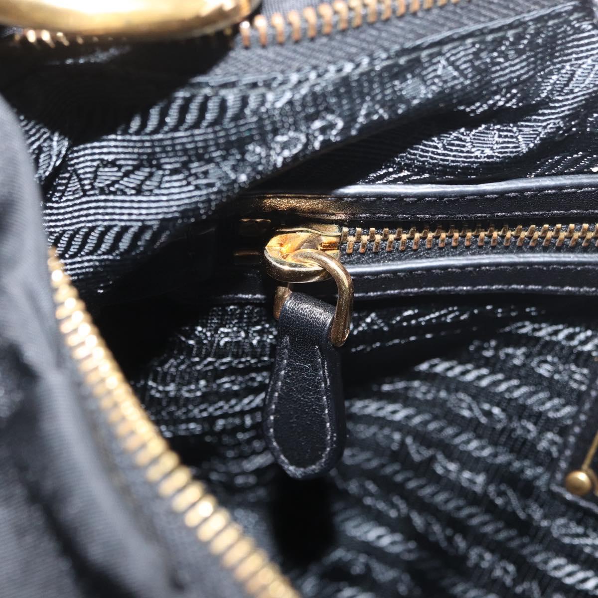 PRADA Shoulder Bag Nylon Black Gold Auth yk20420SAM