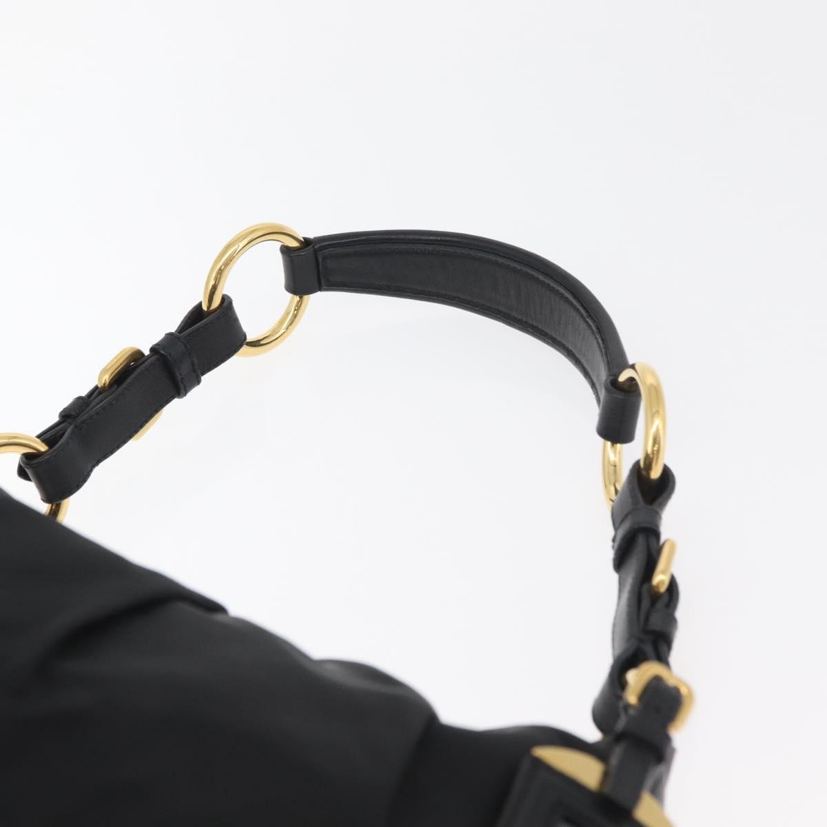PRADA Shoulder Bag Nylon Black Gold Auth yk20420SAM