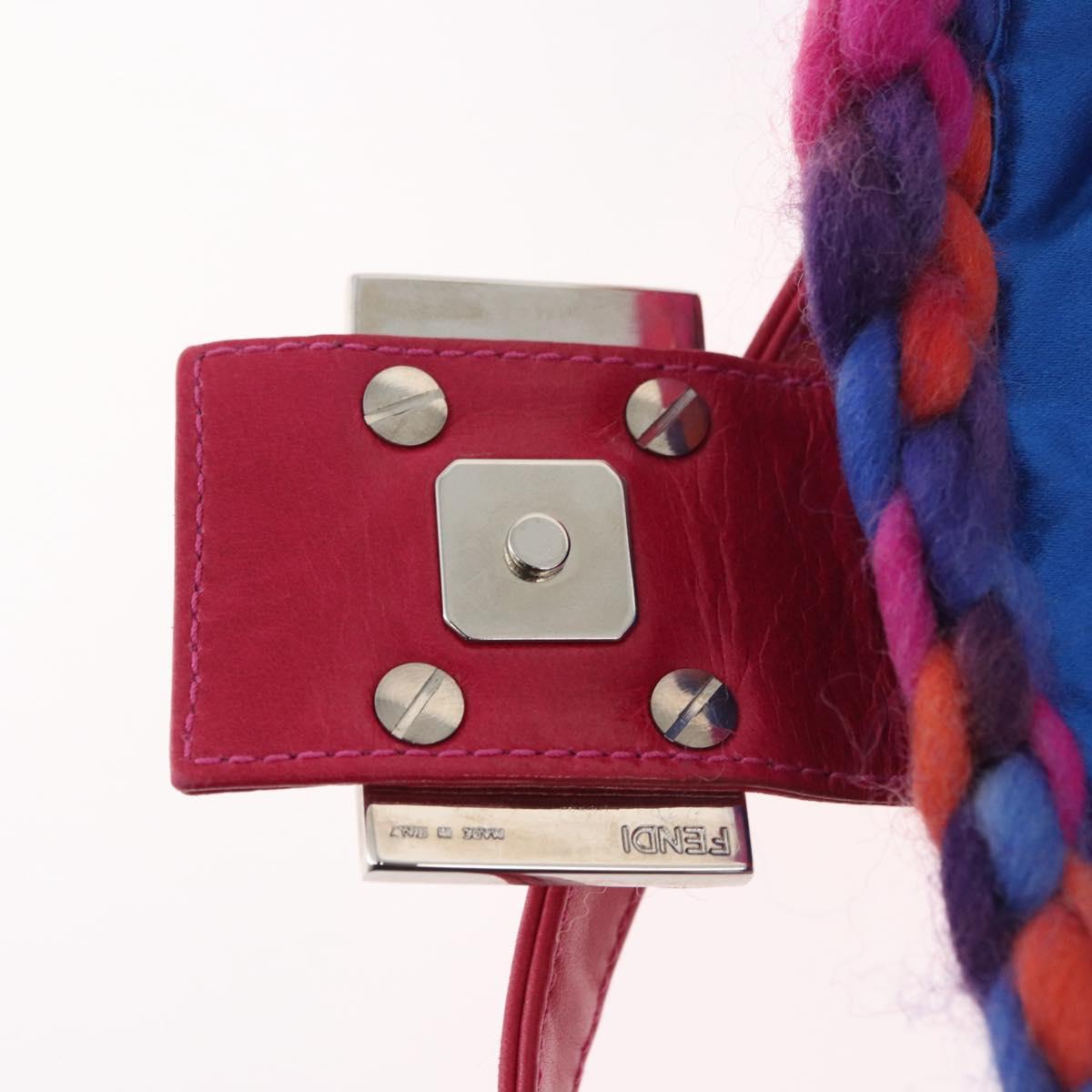 FENDI Mamma Baguette Shoulder Bag Wool Multicolor Auth yk20424SM
