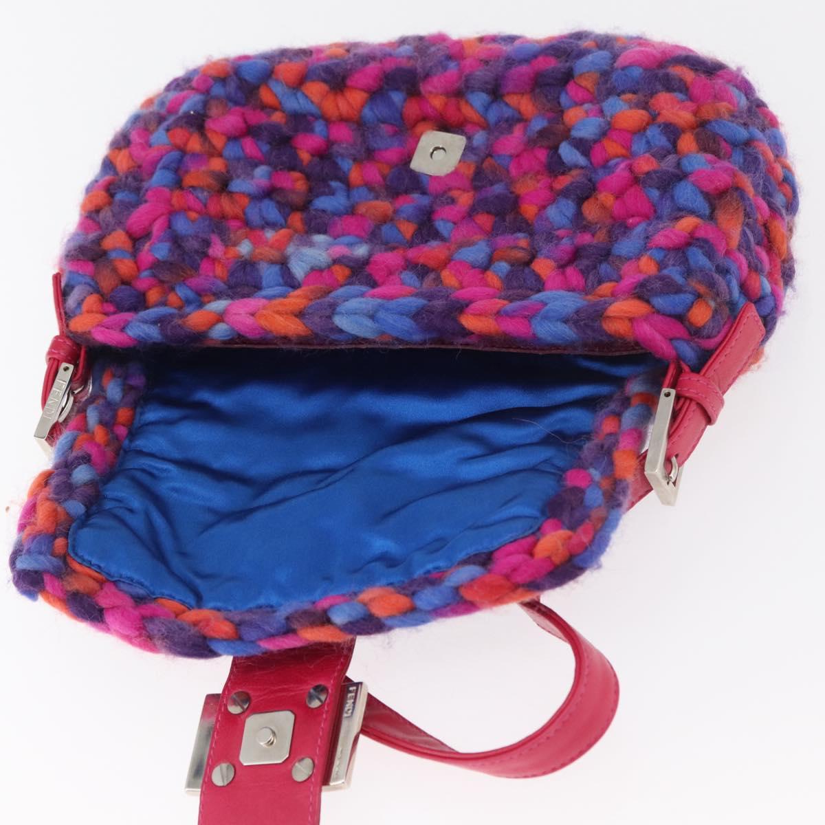FENDI Mamma Baguette Shoulder Bag Wool Multicolor Auth yk20424SM