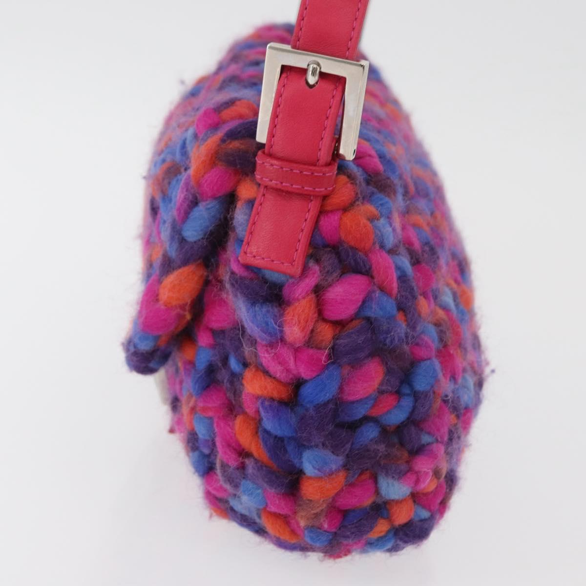 FENDI Mamma Baguette Shoulder Bag Wool Multicolor Auth yk20424SM