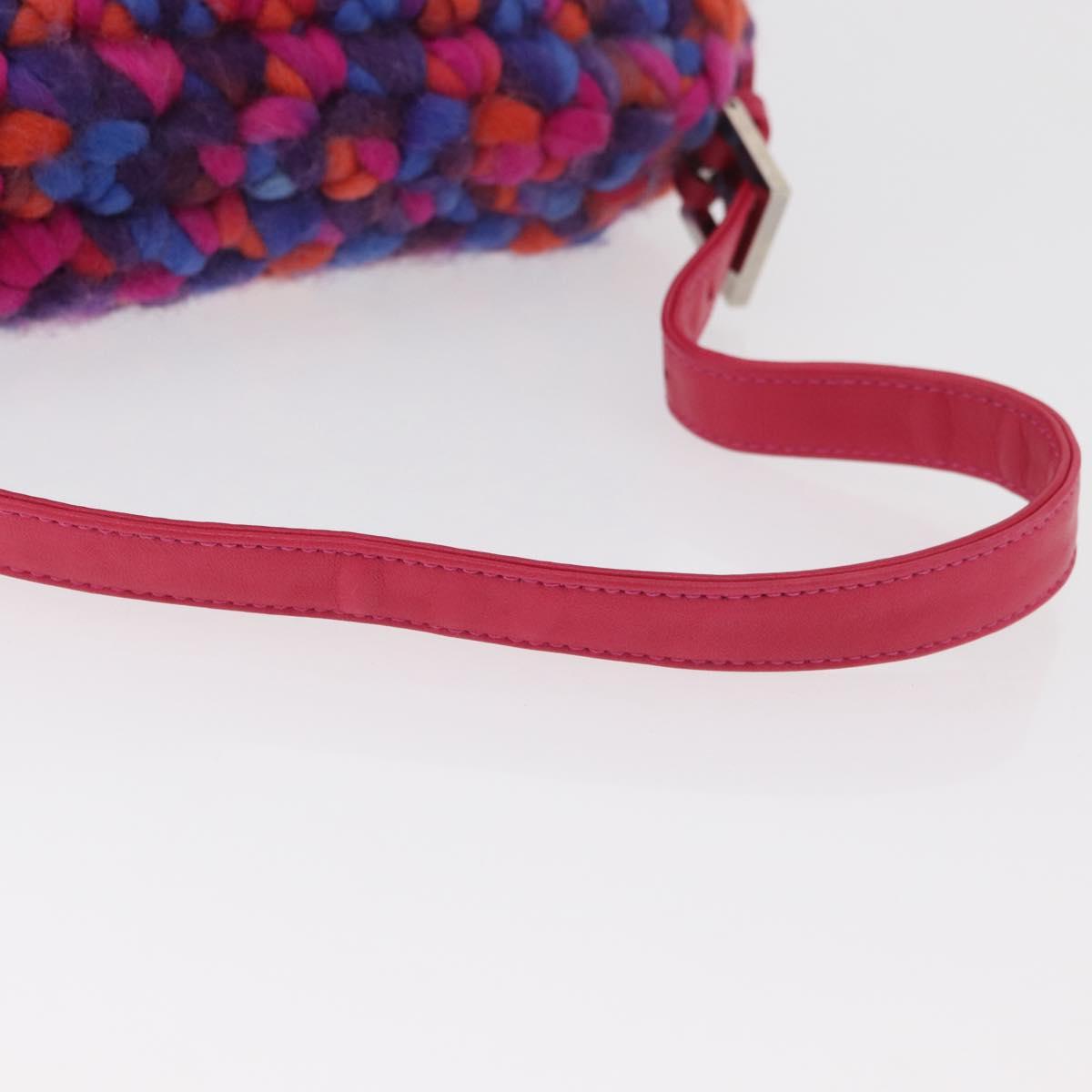 FENDI Mamma Baguette Shoulder Bag Wool Multicolor Auth yk20424SM