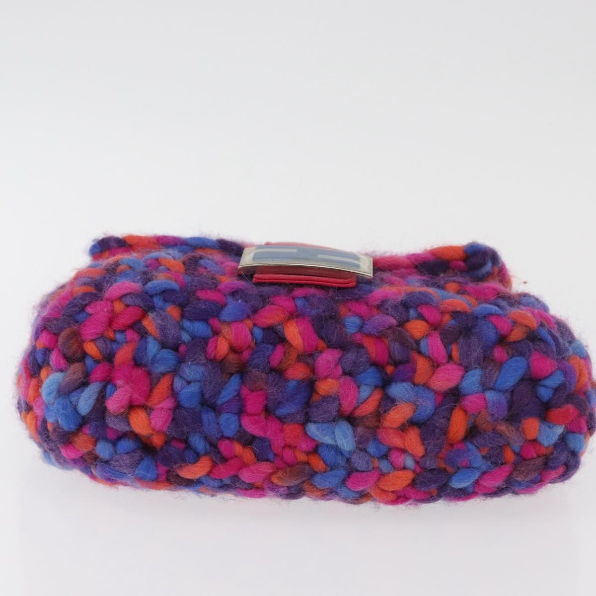 FENDI Mamma Baguette Shoulder Bag Wool Multicolor Auth yk20424SM