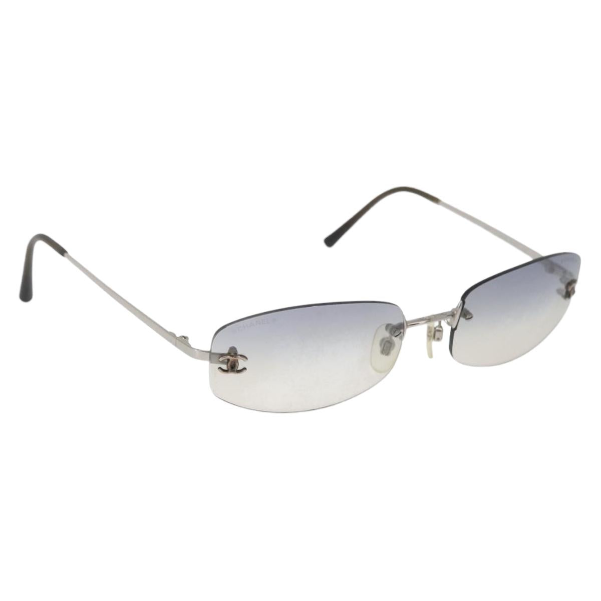 CHANEL Sunglasses metal Silver CC Auth yk20425M