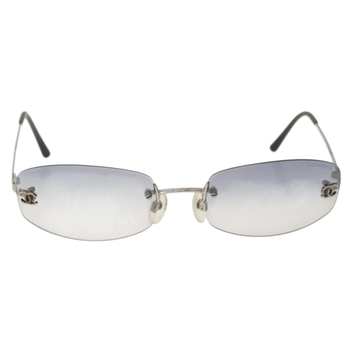 CHANEL Sunglasses metal Silver CC Auth yk20425M