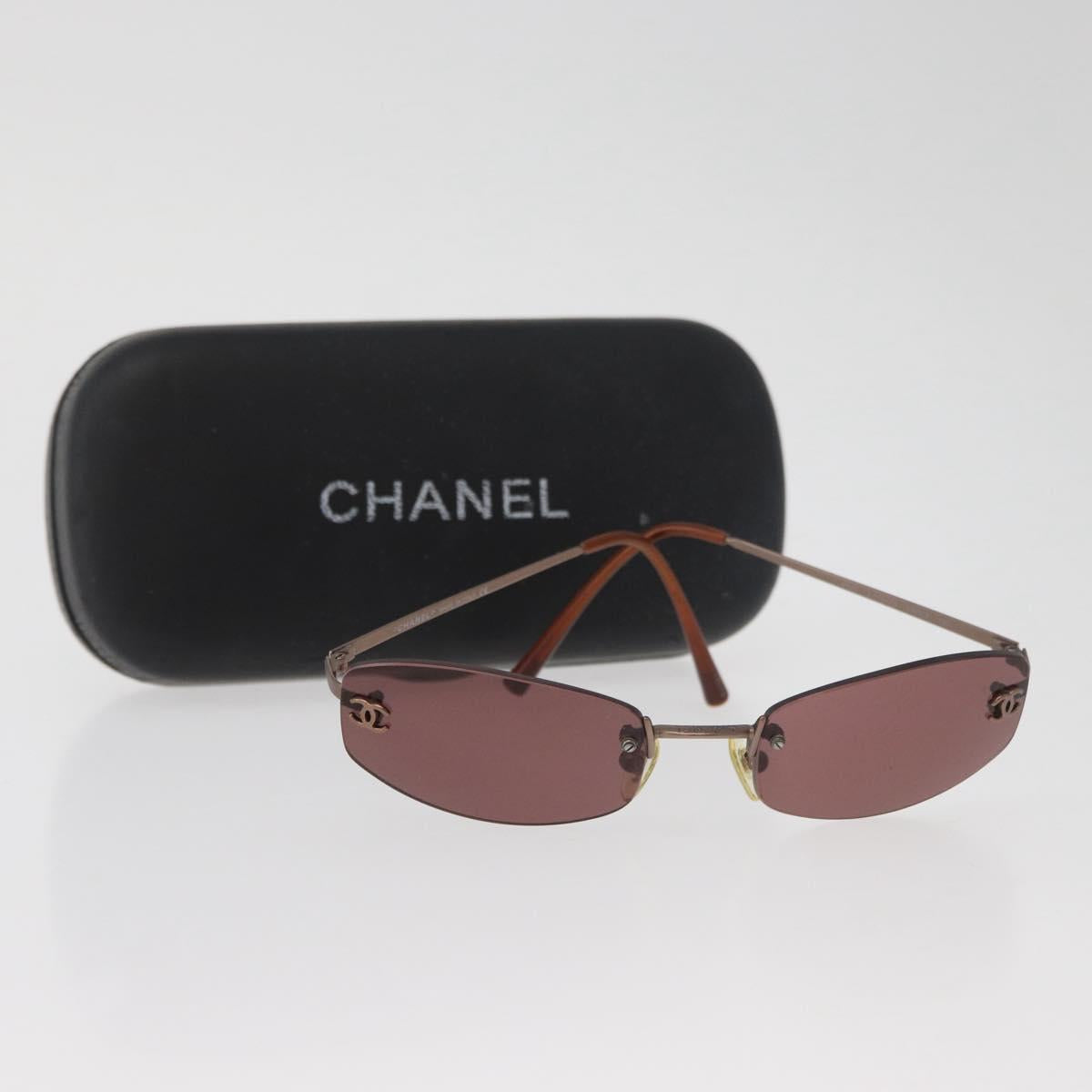 CHANEL Sunglasses metal Brown CC Auth yk20426M