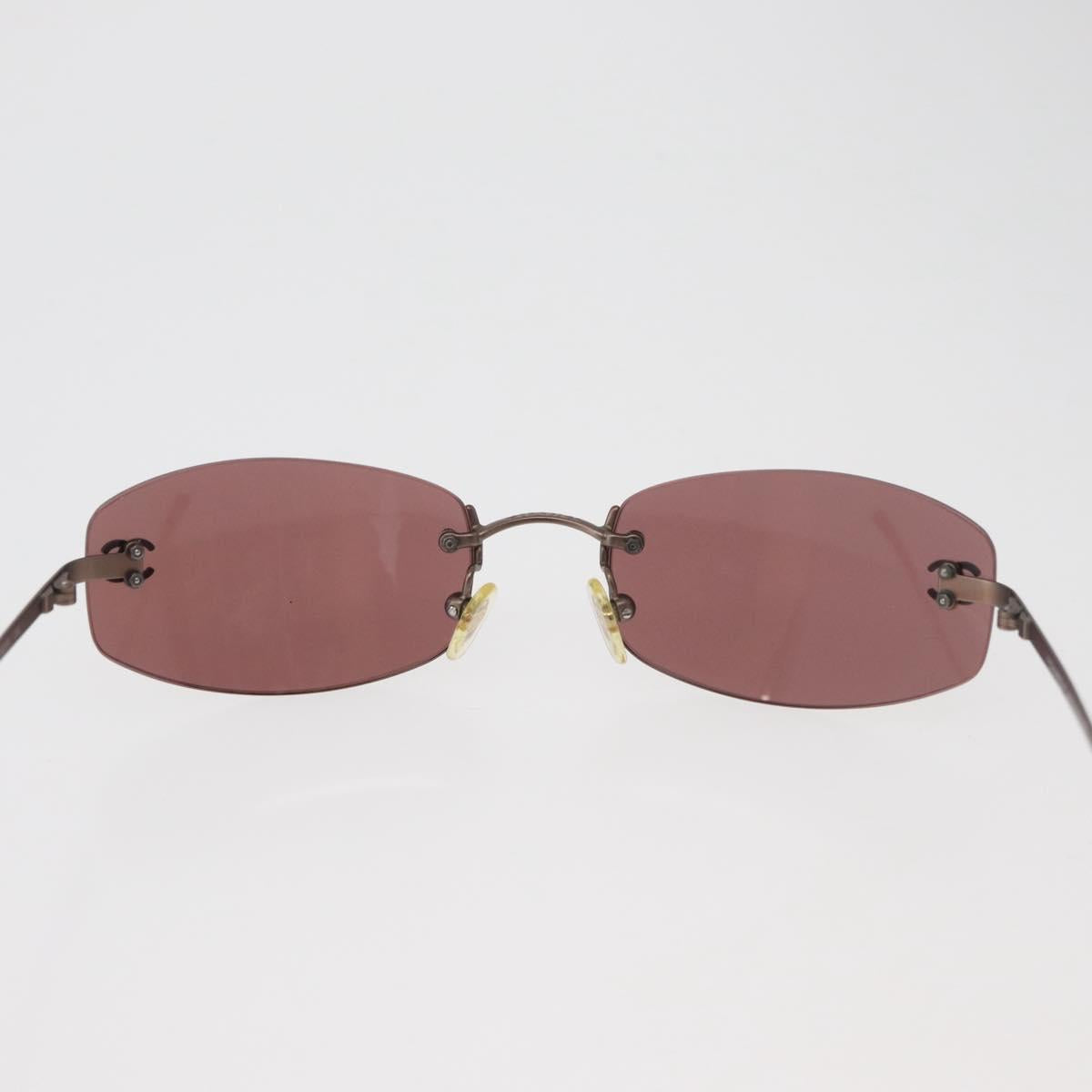 CHANEL Sunglasses metal Brown CC Auth yk20426M