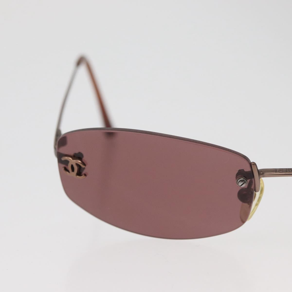 CHANEL Sunglasses metal Brown CC Auth yk20426M