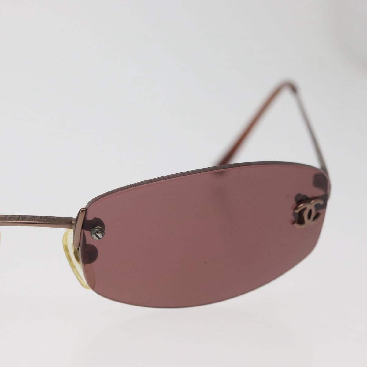 CHANEL Sunglasses metal Brown CC Auth yk20426M