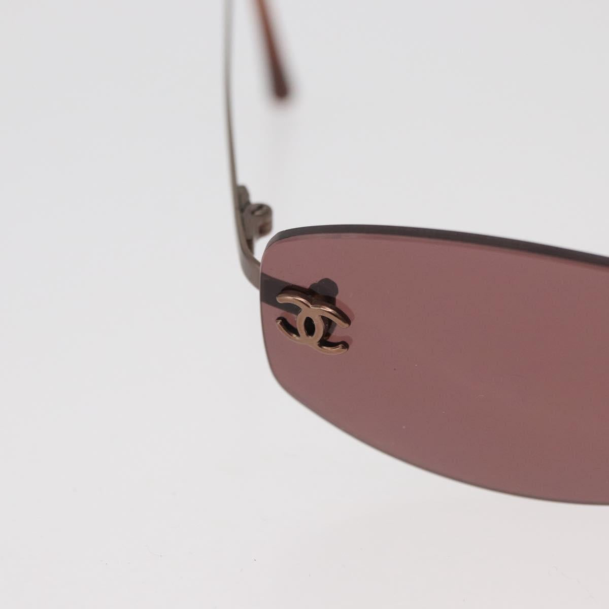 CHANEL Sunglasses metal Brown CC Auth yk20426M