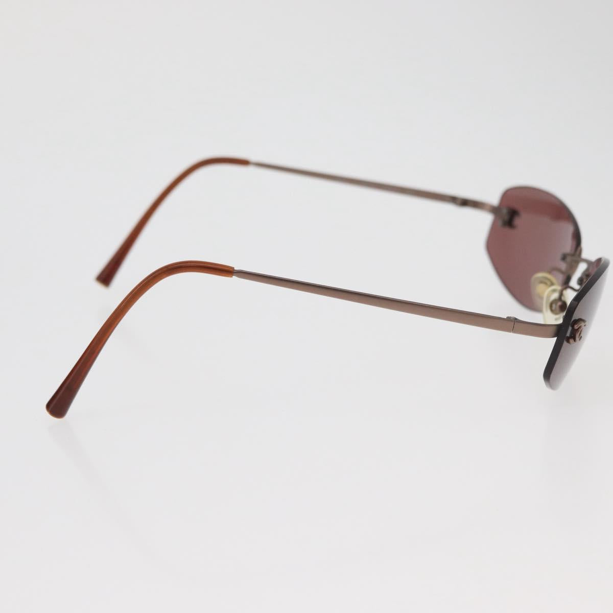 CHANEL Sunglasses metal Brown CC Auth yk20426M