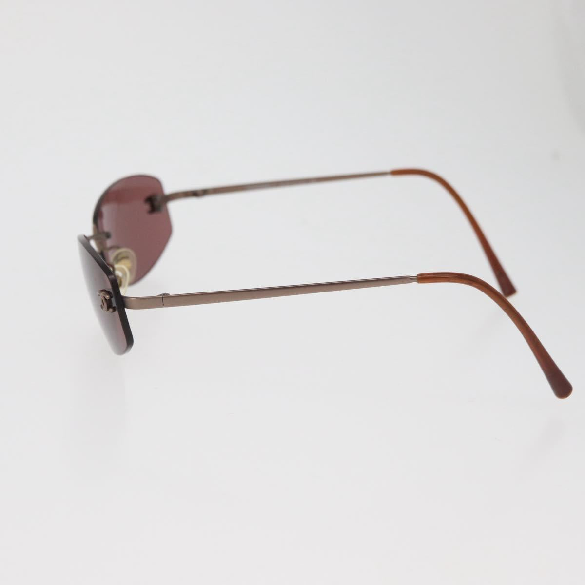 CHANEL Sunglasses metal Brown CC Auth yk20426M