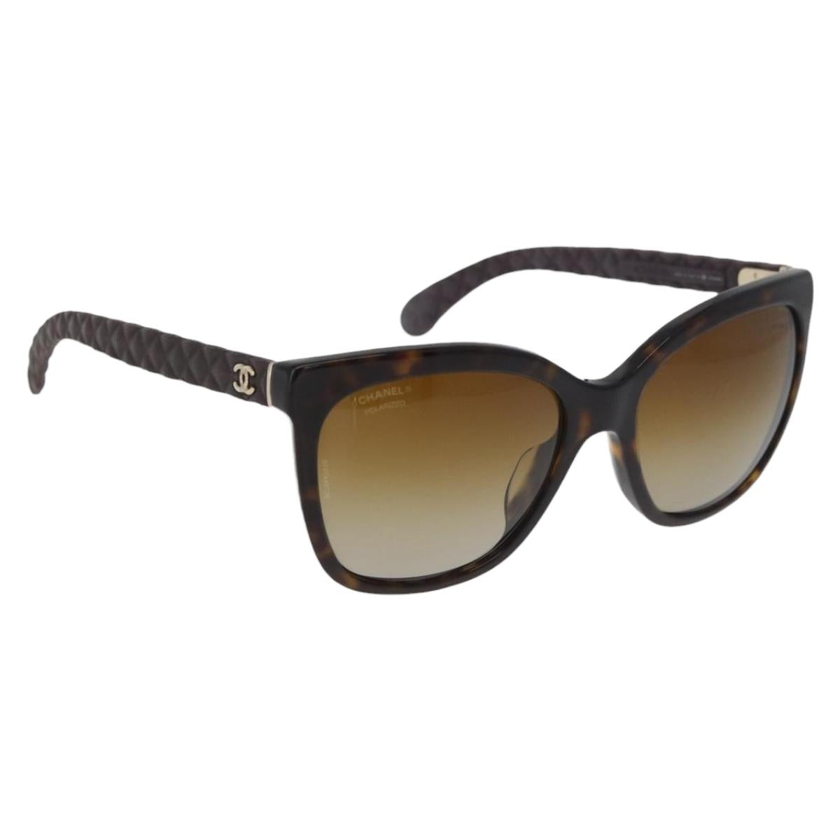 CHANEL Sunglasses metal Brown CC Auth yk20427