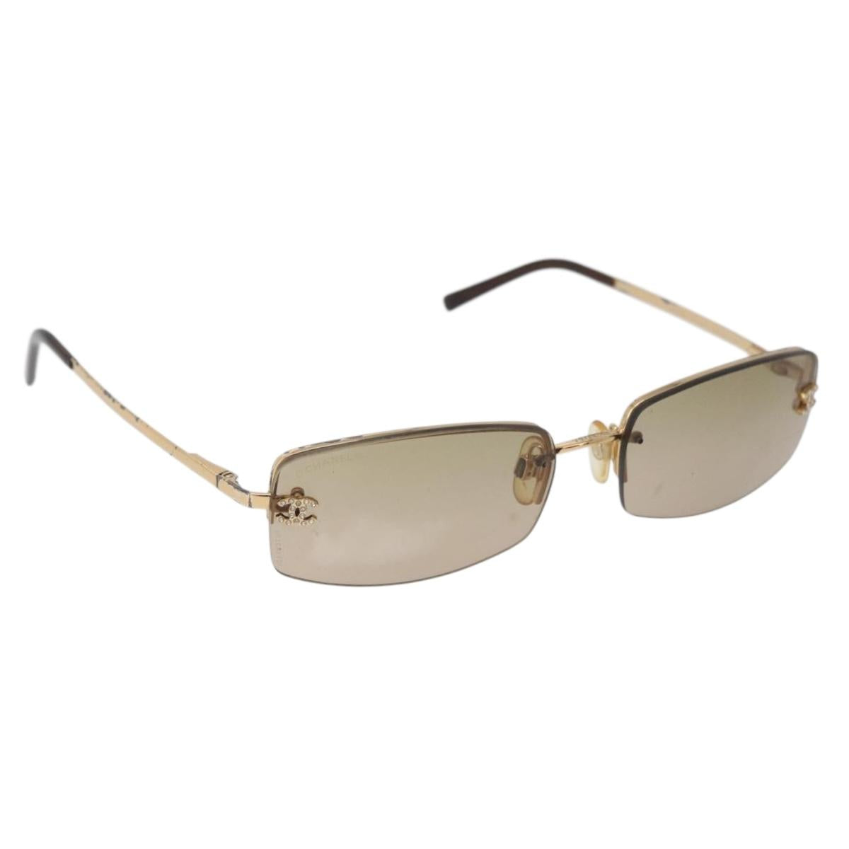 CHANEL Sunglasses metal Gold Tone CC Auth yk20428M