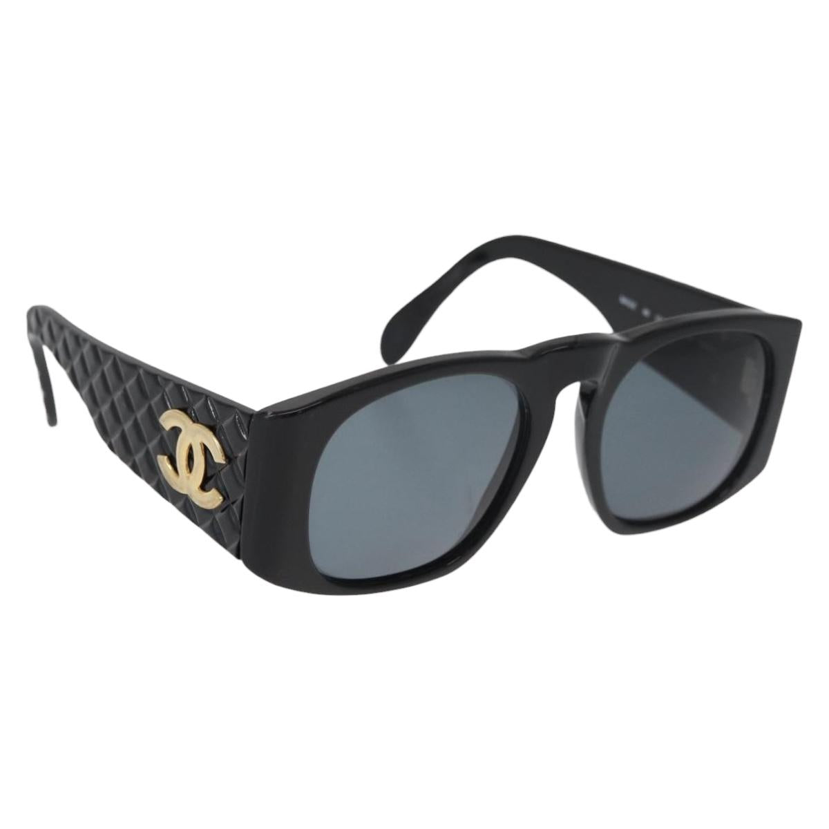CHANEL Sunglasses plastic Black CC Auth yk20431