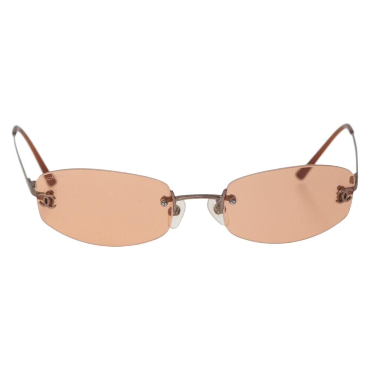CHANEL Sunglasses metal Orange CC Auth yk20432M
