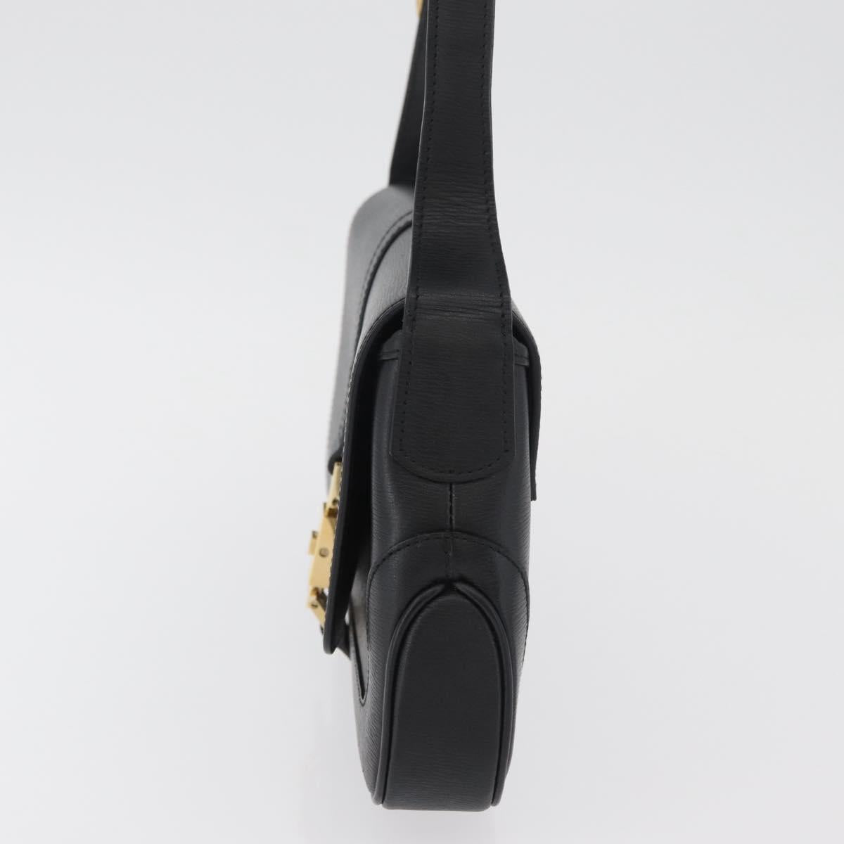 GUCCI Jackie Shoulder Bag Leather Black Gold 001 3824 Auth yk20433